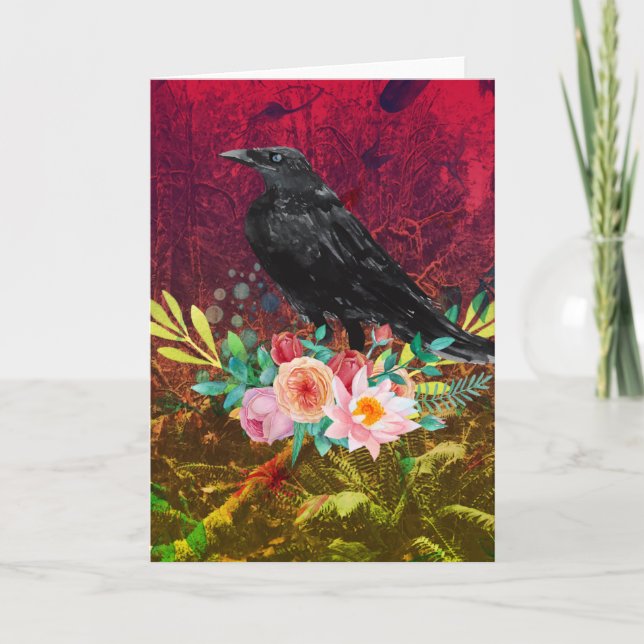 Watercolor Crow Greeting Card (Front)