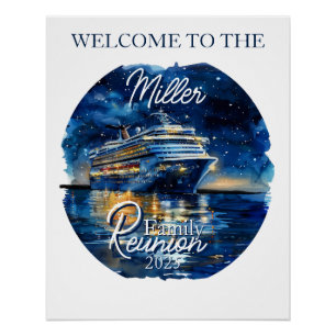Watercolor Cruise Ship Family Reunion Poster