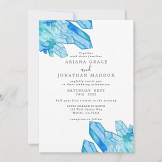 Watercolor crystal boho modern wedding Invitation