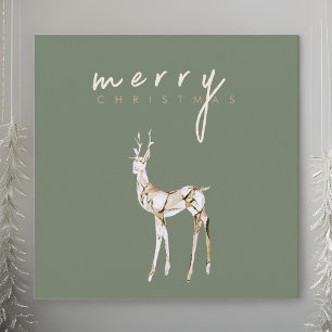 Watercolor Crystal Reindeer Merry Christmas Holiday Card