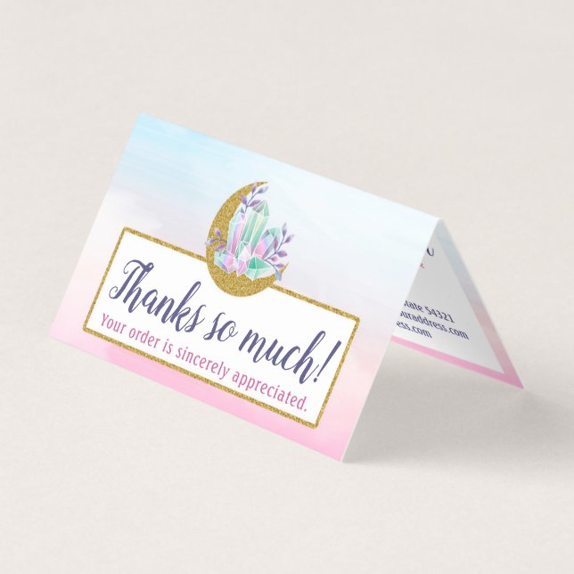 Watercolor Crystals & Gold Moon Boutique Thank You (Front)