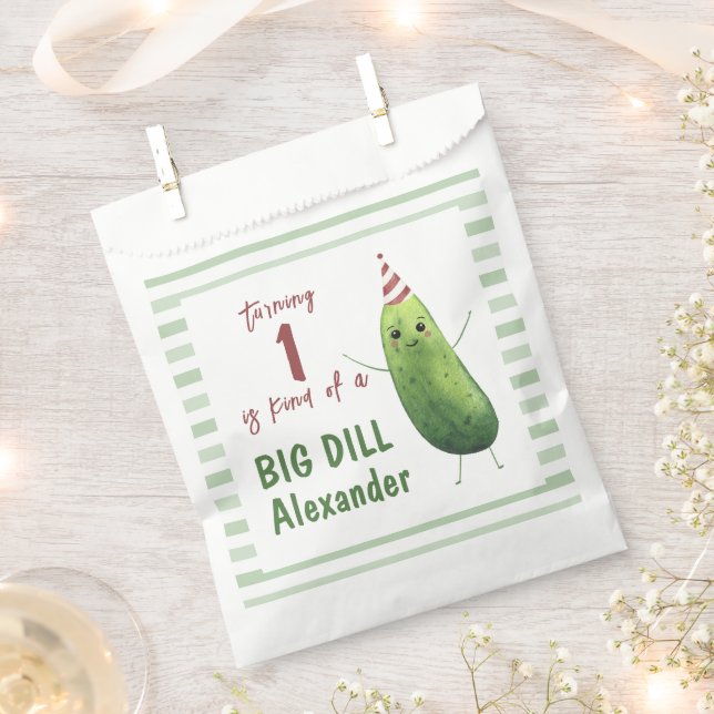 Watercolor Cucumber Big Dill Birthday Party Favour Bags (Clipped)