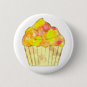 Watercolor Cupcake Painting 6 Cm Round Badge