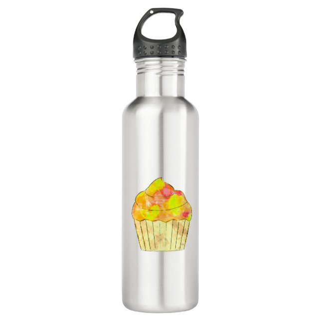 Watercolor Cupcake Painting 710 Ml Water Bottle (Front)