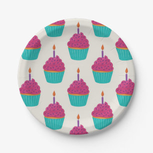 Watercolor Cupcake Paper Plate