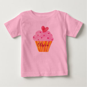 Watercolor Cupcake pink Any Age Birthday girl Baby T-Shirt
