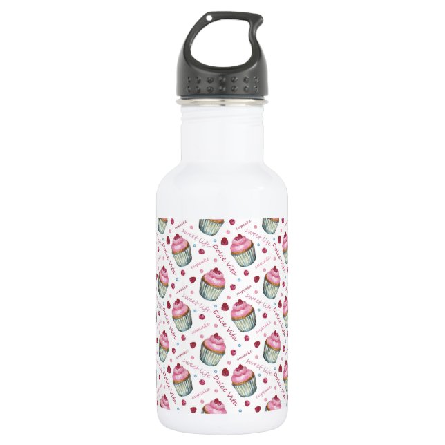 Watercolor cupcakes 532 ml water bottle (Front)