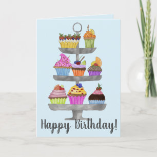 Watercolor cupcakes Birthday Card