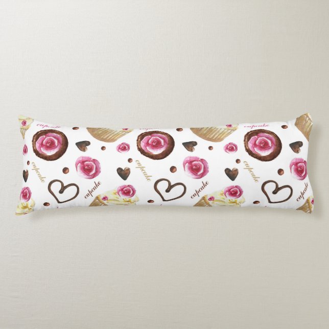 Watercolor cupcakes body cushion (Front)