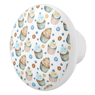 Watercolor cupcakes ceramic knob