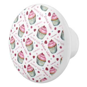 Watercolor cupcakes ceramic knob