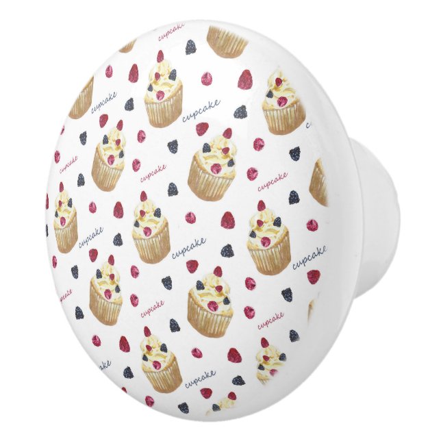 Watercolor cupcakes ceramic knob (Right)
