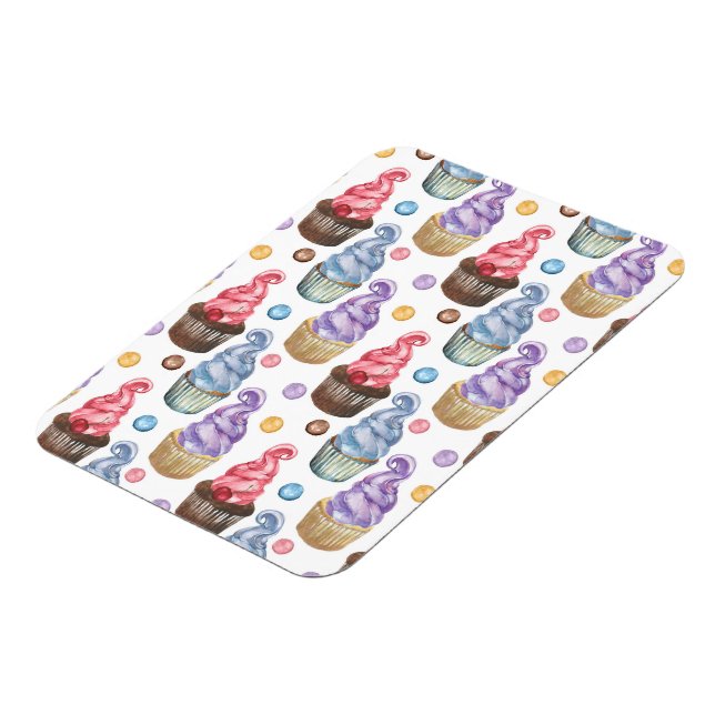 Watercolor cupcakes colourful magnet (Left Side)