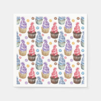 Watercolor cupcakes colourful