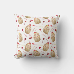 Watercolor cupcakes cushion