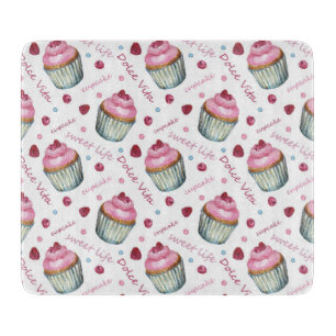 Watercolor cupcakes cutting board