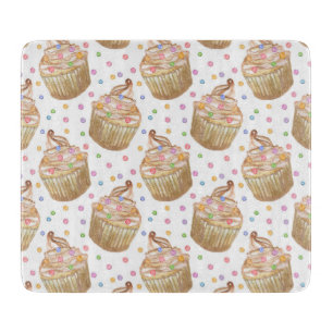 Watercolor cupcakes cutting board