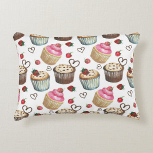 Watercolor cupcakes decorative cushion