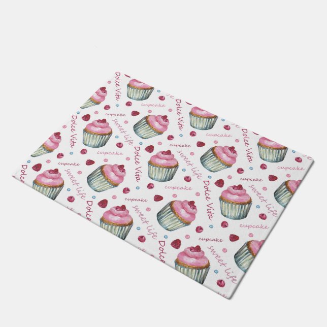 Watercolor cupcakes doormat (Angled)