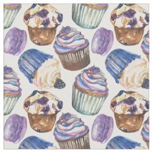 Watercolor cupcakes fabric