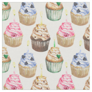 Watercolor cupcakes fabric
