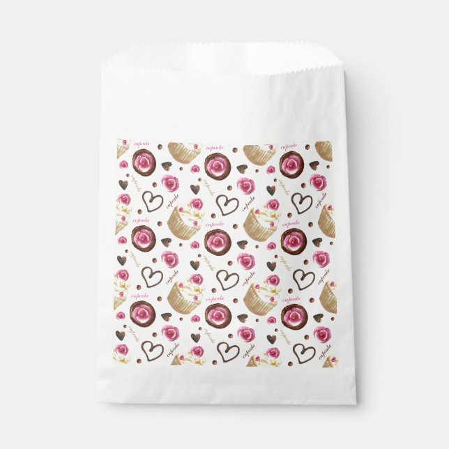 Watercolor cupcakes favour bags (Front)