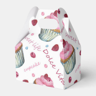 Watercolor cupcakes favour box