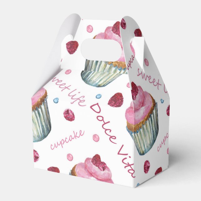 Watercolor cupcakes favour box (Front Side)