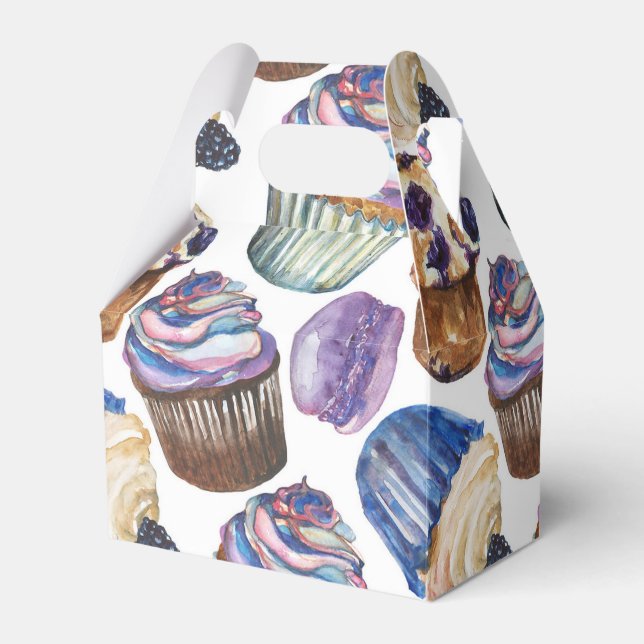 Watercolor cupcakes favour box (Front Side)