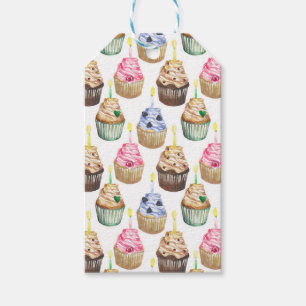 Watercolor cupcakes gift tags