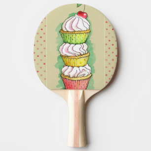 Watercolor cupcakes. Kitchen illustration. Ping Pong Paddle