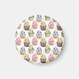 Watercolor cupcakes magnet