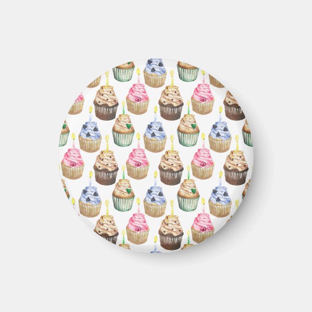Watercolor cupcakes magnet (Front)