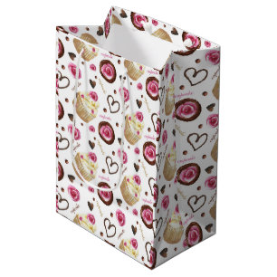 Watercolor cupcakes medium gift bag