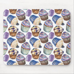 Watercolor cupcakes mouse pad