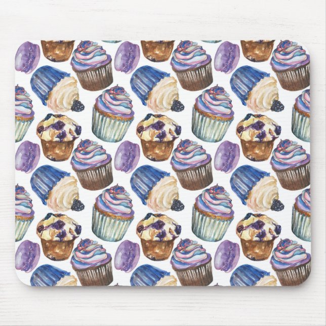 Watercolor cupcakes mouse pad (Front)