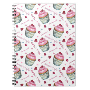 Watercolor cupcakes notebook