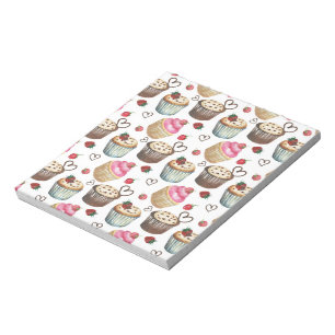 Watercolor cupcakes notepad