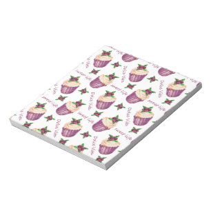 Watercolor cupcakes notepad