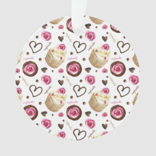 Watercolor cupcakes ornament