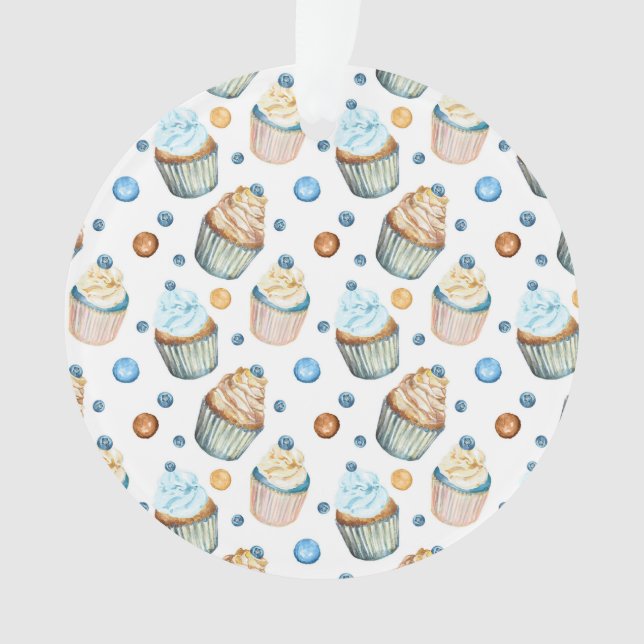Watercolor cupcakes ornament (Front)