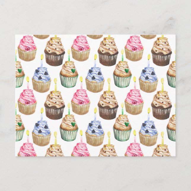 Watercolor cupcakes postcard (Front)