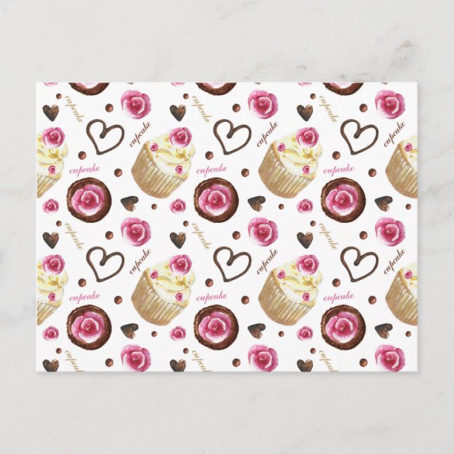 Watercolor cupcakes postcard (Front)