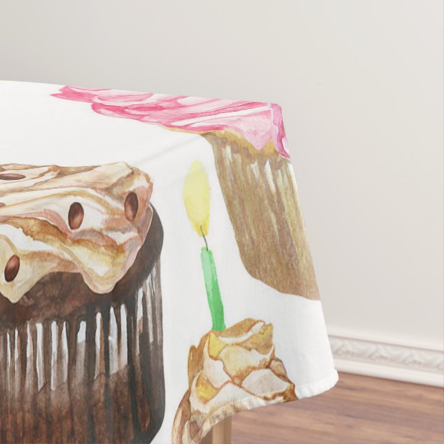 Watercolor cupcakes tablecloth (In Situ)