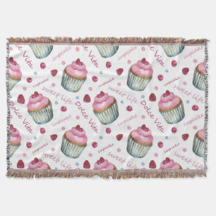 Watercolor cupcakes throw blanket