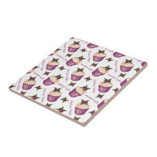 Watercolor cupcakes tile