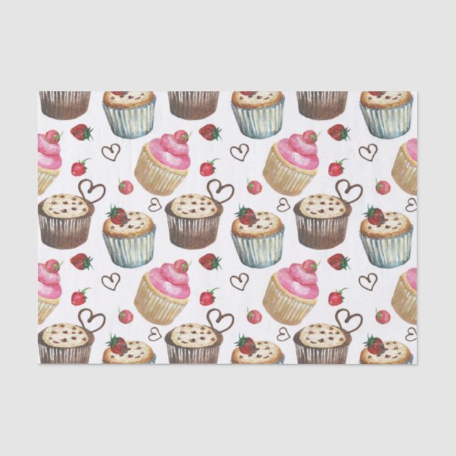 Watercolor cupcakes tissue paper (Front)