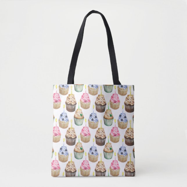 Watercolor cupcakes tote bag (Front)