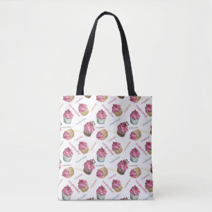 Watercolor cupcakes tote bag
