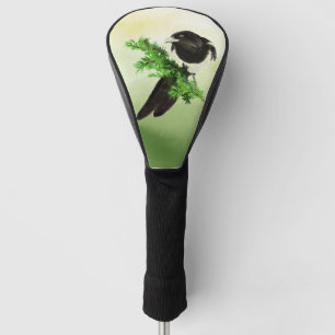 Watercolor Curious Magpie Garden Bird Wildife Art Golf Head Cover